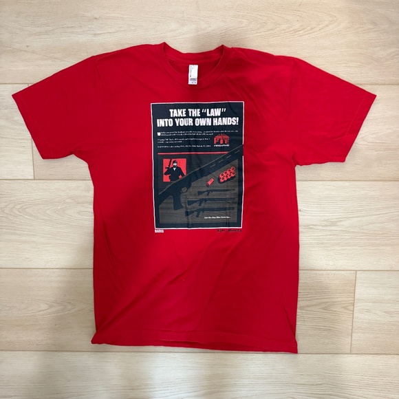 American Apparel Kilo Adverts Firearms Graphic Tee Red Regular - Picture 3 of 9